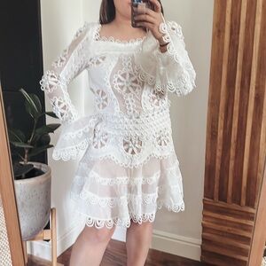 Elegant White Lace Mini Dress